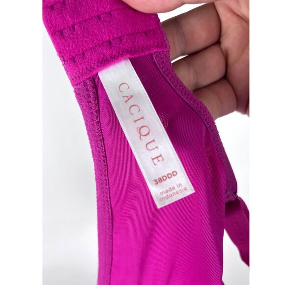 Cacique Fuschia Pink Lightly Lined T-Shirt Bra size 38DDD - Picture 4 of 5